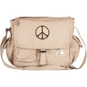 RETRO MESSENGER BAG W/PEACE  EMBLEM - KHAKI