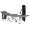 Folding Camping Cots for Adults with Carry Bags, Side Pockets, Outdoor Portable Sleeping Bed for Travel Camp Vocation, Grey