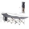 Folding Camping Cots for Adults with Carry Bags, Side Pockets, Outdoor Portable Sleeping Bed for Travel Camp Vocation, Grey
