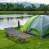 Folding Camping Cots for Adults with Carry Bags, Side Pockets, Outdoor Portable Sleeping Bed for Travel Camp Vocation, Grey