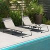 Adjustable Reclining Outdoor Patio Chaise Lounge Chairs Set Versatility & Comfort, Khaki