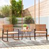Acacia Wood Outdoor Lawn Rocking Chair Set of 2, Outdoor Patio Rocking Chairs with Armrests, Cushion, Cream White