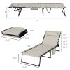 Adjustable Reclining Outdoor Patio Chaise Lounge Chairs Set Versatility & Comfort, Khaki