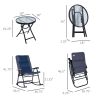 3-Piece Blue Rocking Bistro Set: Patio Chairs & Glass Coffee Table