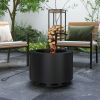Smokeless Fire Pit, Portable Camping Bonfire Stove with Poker for Backyard Patio Picnic, Steel, Black