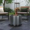 Smokeless Fire Pit, Portable Camping Bonfire Stove with Poker for Backyard Patio Picnic, Stainless Steel, Silver