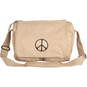 RETRO DEPARTURE SHOULDER BAG W/PEACE EMBLEM (Option: Khaki)